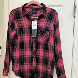 Rails Hunter button down shirt, scarlet, graphite & white, size small, NWT